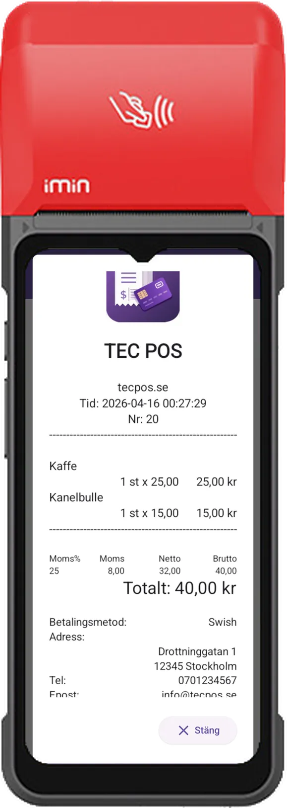 Varje kvitto, alltid tillgängligt.