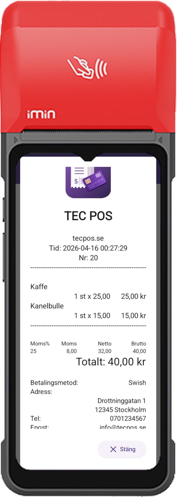 Varje kvitto, alltid tillgängligt.